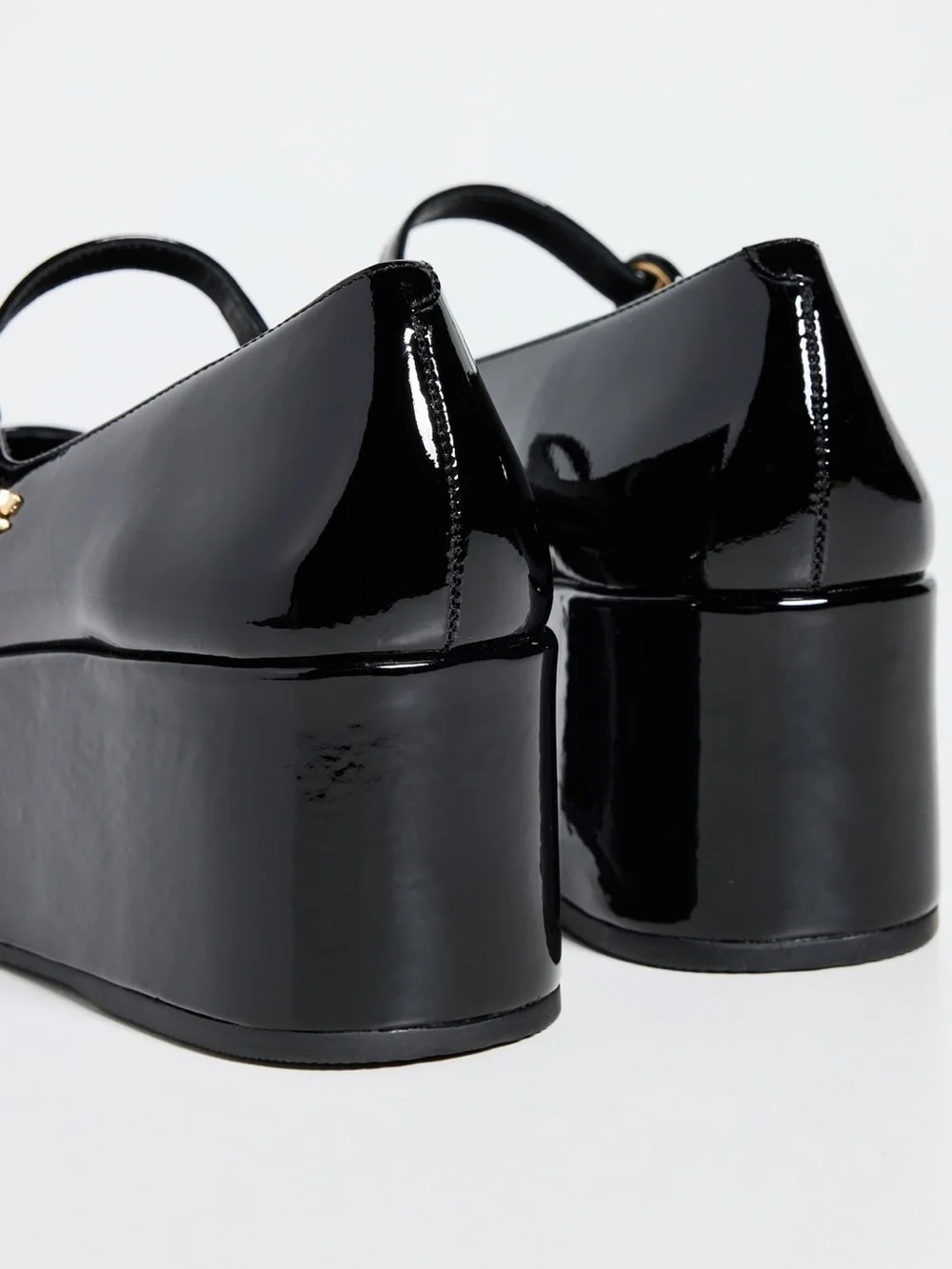 LARROUDE Black Patent Leather Blair Ballet Flatform Platform Mary Janes 10 NEW